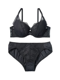 【SALE／10%OFF】【WEB限定】サイドチュールレースブラジャー&ショーツセットなちゅこれ PEACH JOHN ピーチ・ジョン インナー・ルームウェア ブラ＆ショーツセット ブラック【RBA_E】【先行予約】*[Rakuten Fashion]