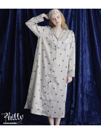 人気チョコレートブランドとコラボ!肌側起毛プリントサテンシャツワンピース PEACH JOHN ピーチ・ジョン インナー・ルームウェア その他のインナー・ルームウェア グレー【送料無料】[Rakuten Fashion]