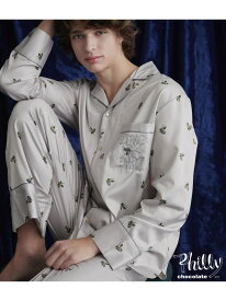 人気チョコレートブランドとコラボ!メンズ肌側起毛プリントサテンシャツパジャマ PEACH JOHN ピーチ・ジョン インナー・ルームウェア その他のインナー・ルームウェア グレー【送料無料】[Rakuten Fashion]