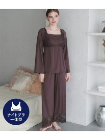 【オンライン限定】ナイトブラ内蔵HARAマキパジャマ(長袖) PEACH JOHN ピーチ・ジョン インナー・ルームウェア パジャマ ブラウン ピンク【送料無料】[Rakuten Fashion]