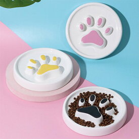 犬 猫 ペット用 食器 皿 早食い防止 突起付 陶器製 吐き戻し対策 消化器負担軽減 Petifam ペティファーム 肉球フードボウル 全3色・2サイズ