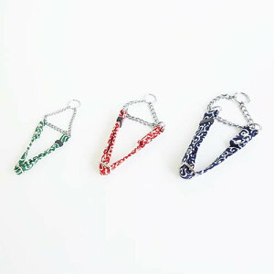 犬 首輪 チョーカー チェーン 散歩 お出かけ かわいい 強度安心 日本製 ハンプ生地 BLANCO ブランコ 唐草デザインチョーク首輪