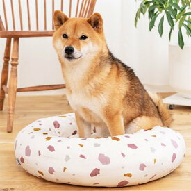 犬 犬用 ラウンド ベッド かわいい あたたかい ベロア生地 ふかふか Solgra ソルグラ テラゾー柄ラウンドベッド
