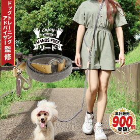 リード 犬 ショルダーリード 肩掛け ショルダー おしゃれ 革 キャンバス 軽量 痛くない 犬のリード 小型犬 中型犬 ハンズフリー 肩掛けリード 腰 に巻ける 迷子防止 散歩 お出かけ アッシュ グレー POOKIE/ハンズフリー ショルダーリード