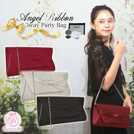 結婚式 バッグ パーティーバッグ お呼ばれ 披露宴 大きめ パーティバッグ パーティーバック クラッチバッグ フォーマルバッグ ミセス 母親 ショルダー ハンドバッグ ショルダーバッグ レディース レユシット/パーティーバッグ Angel ribbon