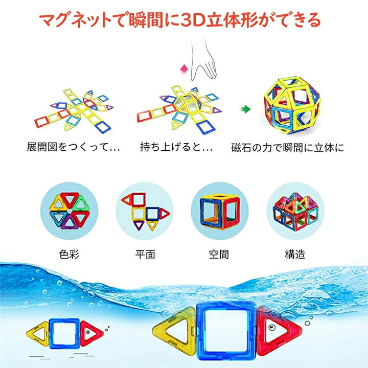 楽天市場】マグネットブロック おもちゃ 知育玩具 収納ケース付き 
