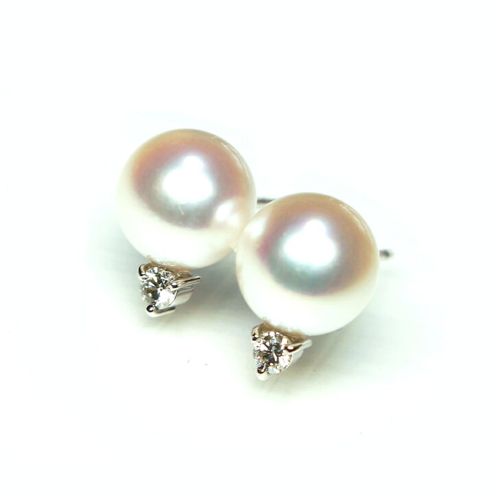 楽天市場】【花珠級】アコヤ真珠ピアス あこや真珠ダイヤ付きピアス  
