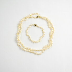 SV 淡水真珠 ナチュラルシャンパン クレオパトラ コンバーチブル ネックレス＆ブレスレット P 約3.5mm NC80cm BL18.5cm / ベビーパール ロング 長め 上品 エレガント 華やか きれいめ オフィス セレモニー マグネット 小さめ