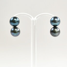 SV/K14WG アコヤ真珠 ブルーカラー(トリート) ＆ グリーンカラー(トリート) ピアス P 約7.0mm / テリ 14金 ホワイトゴールド デザイン ブルー シック モード グリーン ブルー 個性 染め カラフル