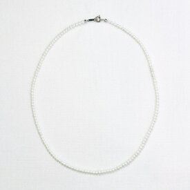 SV 淡水真珠 ホワイトカラー ネックレス P 約2.5mm 約42cm / シンプル 小粒 細身 華奢 シルバー レディース メンズ テリ 夏 ホワイト 重ね付け プレゼント 贈り物 ファーストパール 日常使い オフィス きれいめ 上品