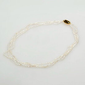 SV 淡水真珠 3連デザインネックレス P 約2.0-3.0mm 約40cm / テリ 細身 小さめ デザイン アレンジ 上品 華やか シンプル 軽い ケシ