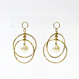 SV アコヤ真珠 ナチュラルシャンパンカラー チャーム P 約7.5mm / イエロー 輪っか 揺れる フープ デザイン モード 個性 ホワイト テリ お出かけ オフィス 通勤 華やか エレガント 上品 きれいめ シルバー 1珠