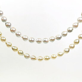 SV アコヤ真珠 ナチュラルニュアンスブルーカラー/ナチュラルグレイッシュイエローカラー ネックレス 約5.5-6.0mm 約41-46cm