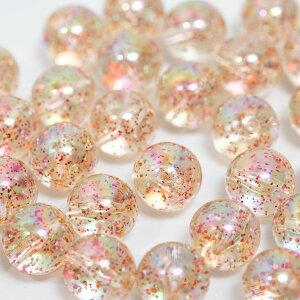 【国内検品済み】大粒 ビー玉風 ラメビーズ 16mm 30個 B-159 オレンジ 橙 ラメ入り 両穴貫通 アクリルビーズ ハンドメイド アクセサリーパーツ オーロラ加工 ABカラー