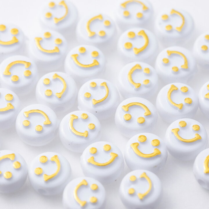 楽天市場】【国内検品済み】スマイル ビーズ ニコちゃん ホワイト  