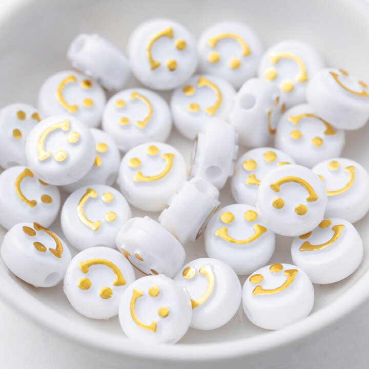 楽天市場】【国内検品済み】スマイル ビーズ ニコちゃん ホワイト  