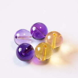 【国内検品済み】天然石 アメトリン 紫黄水晶 10mm 5粒 S-013 両穴貫通 パワーストーン 心身調和 潜在能力開花 目標達成