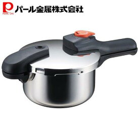 【マラソン限定10%OFF！】 パール金属公式 片手 圧力鍋 2.5L ガス火 IH対応 ステンレス 圧力切替式 4号炊き レシピ付 節約クック 片手圧力鍋 圧力なべ 片手 圧力 H-5434