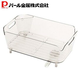 【マラソン限定10%OFF！】 パール金属公式 水切りかご 水切りラック クリア 幅38×奥行24×高さ15cm 水切りバスケットケット アクリア HB-3731