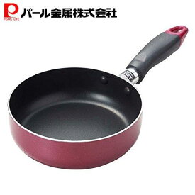 パール金属公式 ミニ フライパン 14cm コンパクト レッド ガス火対応 専用 フッ素加工 14センチ 軽い 小さい 朝食 1人暮らし クレア H-9583 鍋フライパン 鍋 料理 IH キッチン用品 調理器具