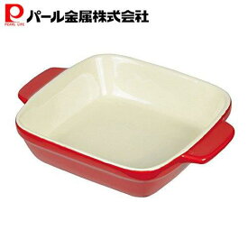 【4月11日〜12日はポイント5倍！】 パール金属公式 オーブンシェフ 耐熱 深型 プレート 14×14cm レッド グラタン皿 L-1817 食器 日用品 生活用品 キッチン用品 調理器具