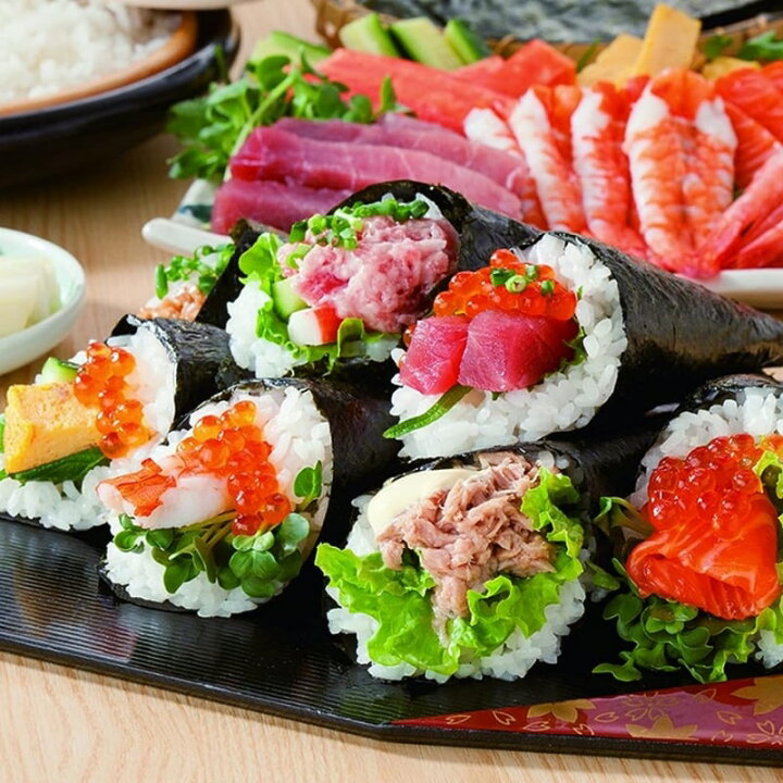 衝撃特価 手巻き寿司セット 日本製 回転皿 寿司桶 しゃもじ3本 漆器 パーティー 手巻き寿司セット 日本製 回転皿 寿司桶 しゃもじ3本 漆器 パーティー