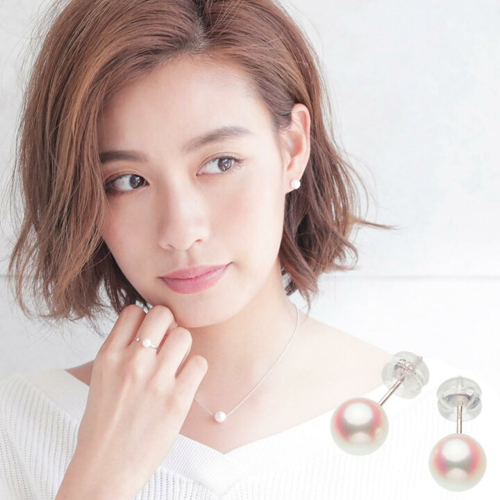 楽天市場】花珠 アコヤ真珠 ピアス 一粒 パール スタッドピアス 約6.5  