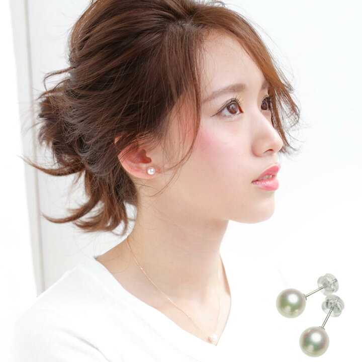 楽天市場】花珠 アコヤ真珠 ピアス 一粒 パール スタッドピアス 約7.0  