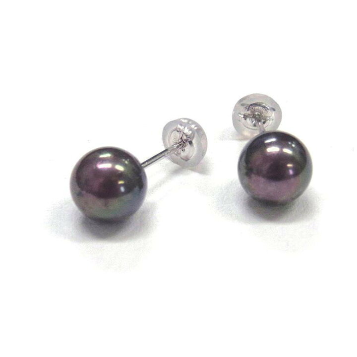 楽天市場】アコヤ黒真珠 ネックレスセット ピアス イヤリング 7.5-8mm 