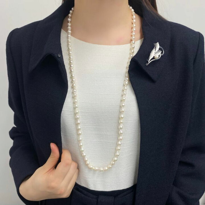 楽天市場】アコヤ真珠 バロックパールロングネックレス 7.5-8mm  