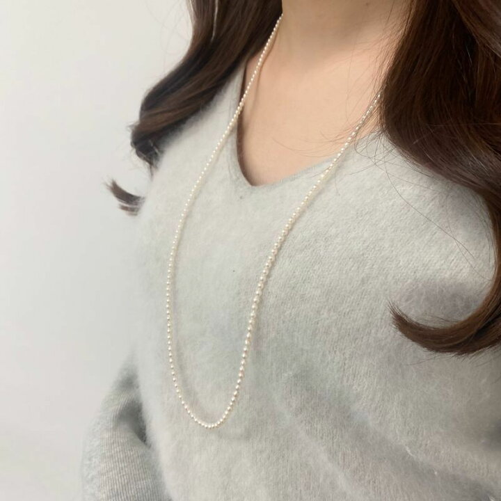 楽天市場】アコヤ真珠 ベビーパールロングネックレス 3-3.5mm 80cm 