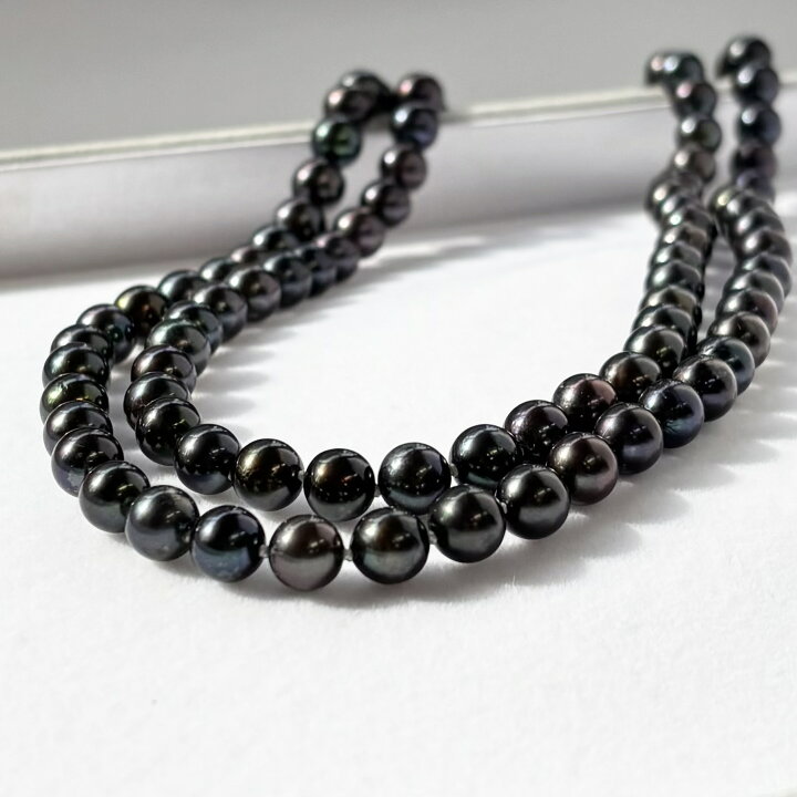 楽天市場】アコヤ黒真珠 ブラックパールロングネックレス 6.5-7mm 