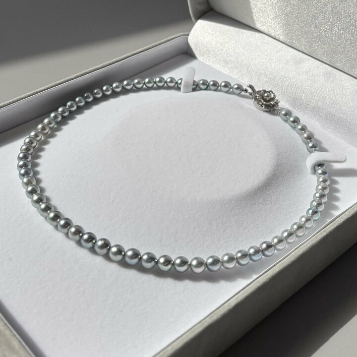 楽天市場】アコヤ真珠 シルバーグレーネックレス コバルト処理 6-6.5  