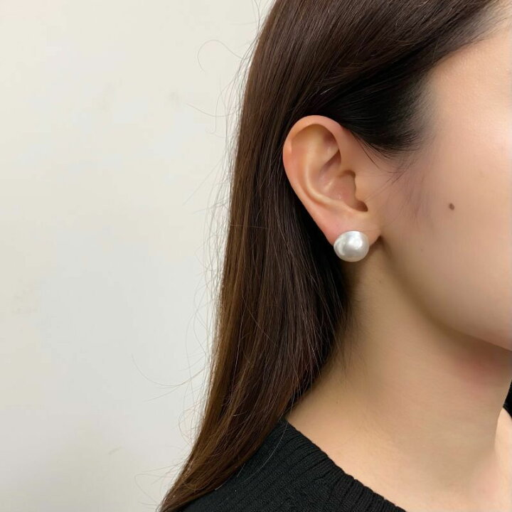 楽天市場】マベ真珠 パールピアス イヤリング 15-16mm K14WG ホワイト  