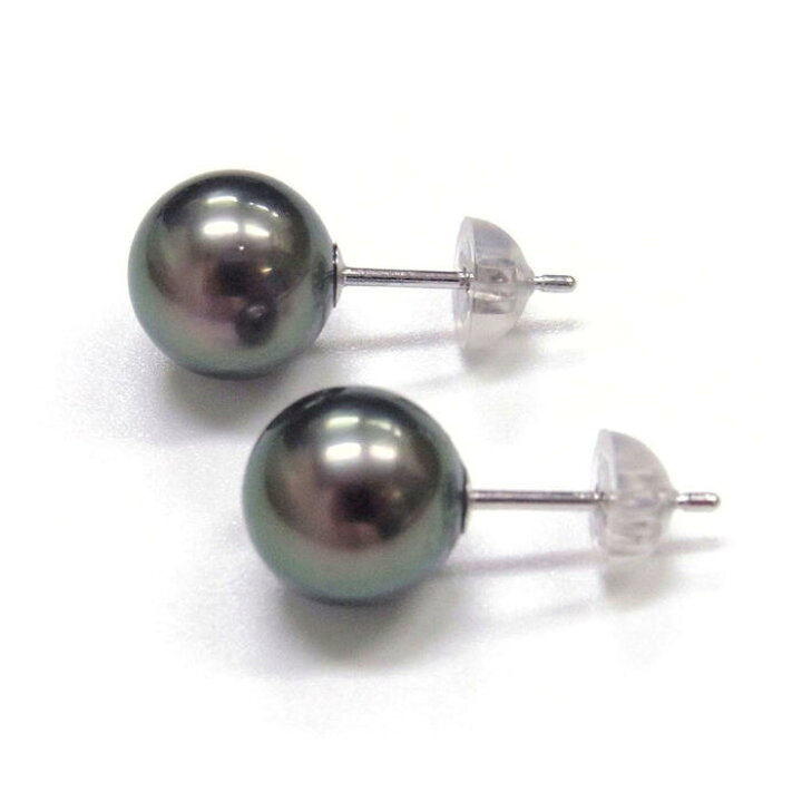 楽天市場】タヒチ黒蝶真珠 ブラック パールピアス 8.75-9mm ピーコック 