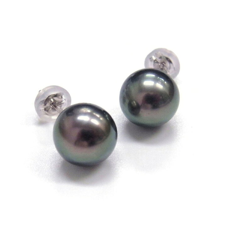 楽天市場】タヒチ黒蝶真珠 ブラック パールピアス 8.75-9mm ピーコック 