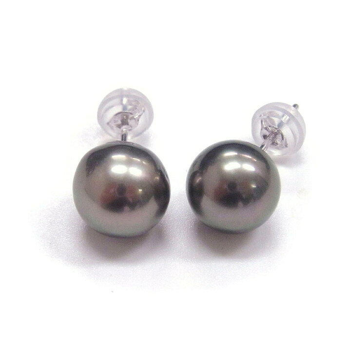 楽天市場】タヒチ黒蝶真珠 パールピアス 8.5-8.75mm ブラック K18WG 