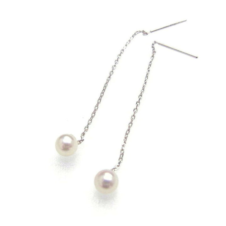 楽天市場】アコヤ真珠 ロングチェーンパールピアス 4-4.5mm 4.5-5mm 5 