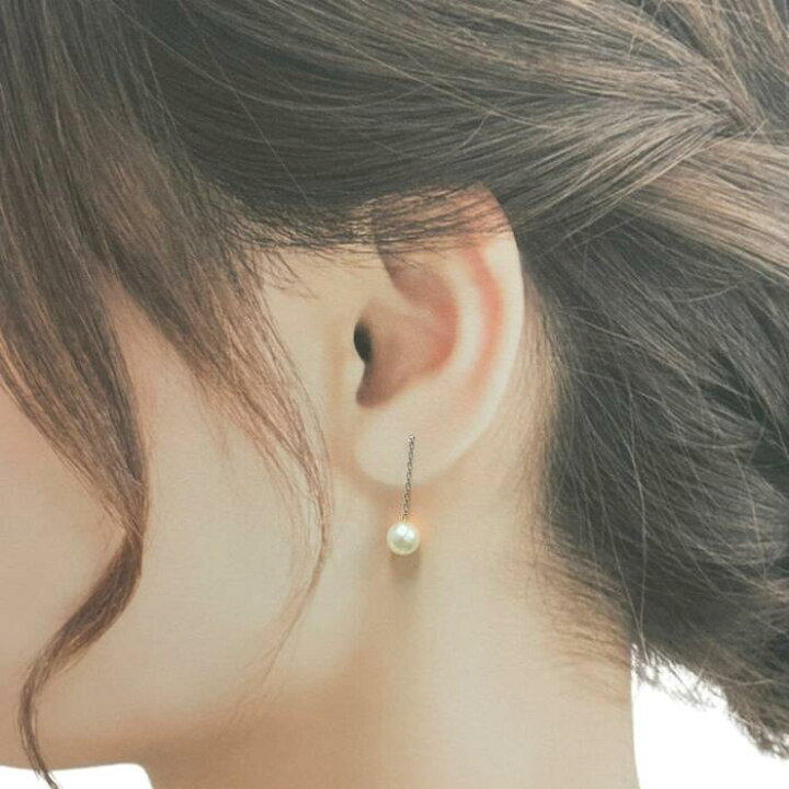 楽天市場】アコヤ真珠 ロングチェーンパールピアス ホワイト 6-6.5mm 