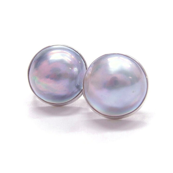 楽天市場】マベ真珠 パールピアス 15.5mm グレー SV製 半円 マベパール 