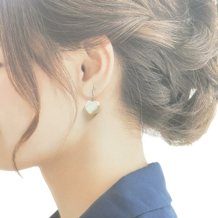 楽天市場】淡水真珠 ハートシェイプ パールピアス ピンク フック式 