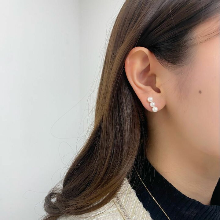 楽天市場】アコヤ真珠 3連パールピアス 5-5.5mm K14WG ラウンド  