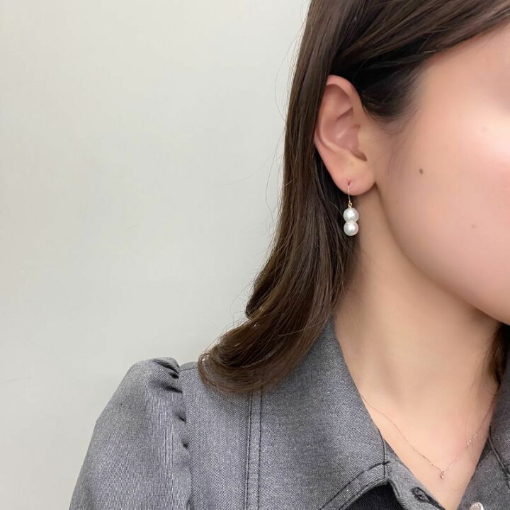 楽天市場】アコヤ真珠 ツインパールピアス イヤリング 6-7mm K18YG 