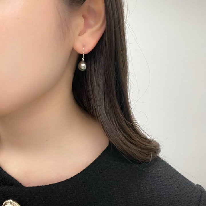 楽天市場】黒蝶真珠 フックパールピアス ピーコックカラー 9mm セミ 
