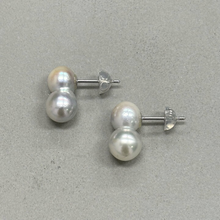 楽天市場】アコヤ真珠 ツインパールピアス イヤリング 7-8mm K14WG  