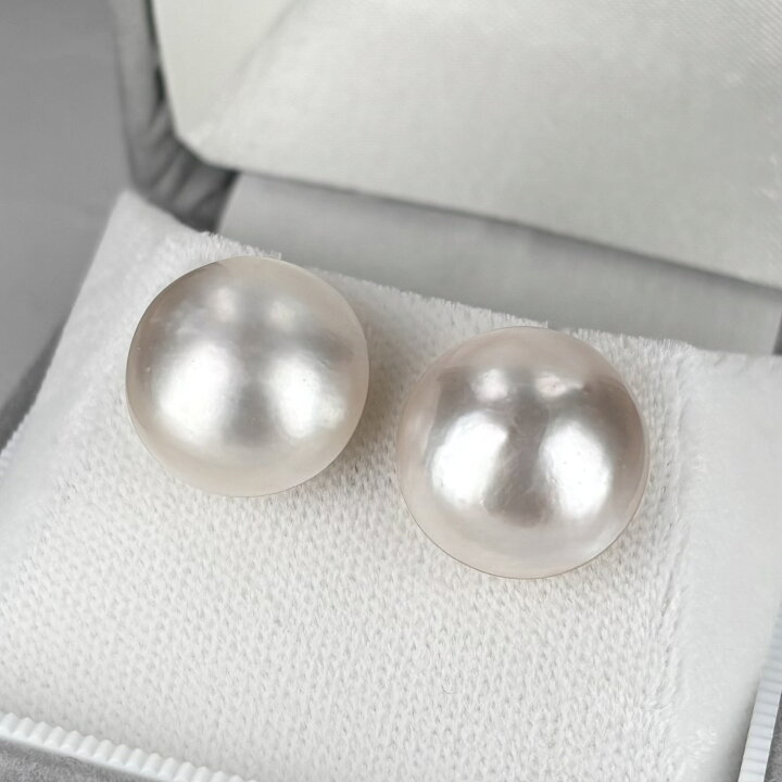 楽天市場】マベ真珠 パールピアス イヤリング 15-16mm K14WG ホワイト 
