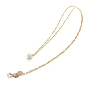 K10YG　本真珠一粒ネックレス　アズキチェーン　10金イエローゴールド　45cm　スライド式アジャスター