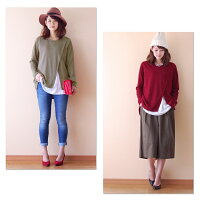 【日本製】【授乳服冬トップス秋冬あったか】ほっこり暖かニットカットソーの授乳口つきレイヤードプルオーバー