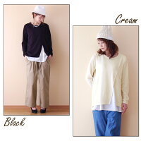 【日本製】【授乳服冬トップス秋冬あったか】ほっこり暖かニットカットソーの授乳口つきレイヤードプルオーバー