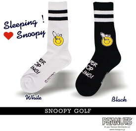 【NEW】SNOOPY GOLF スヌーピーゴルフNEVER STOP SMILING! Sleeping!Snoopyレディースミドルソックス PEANUTS642-3986501/23C